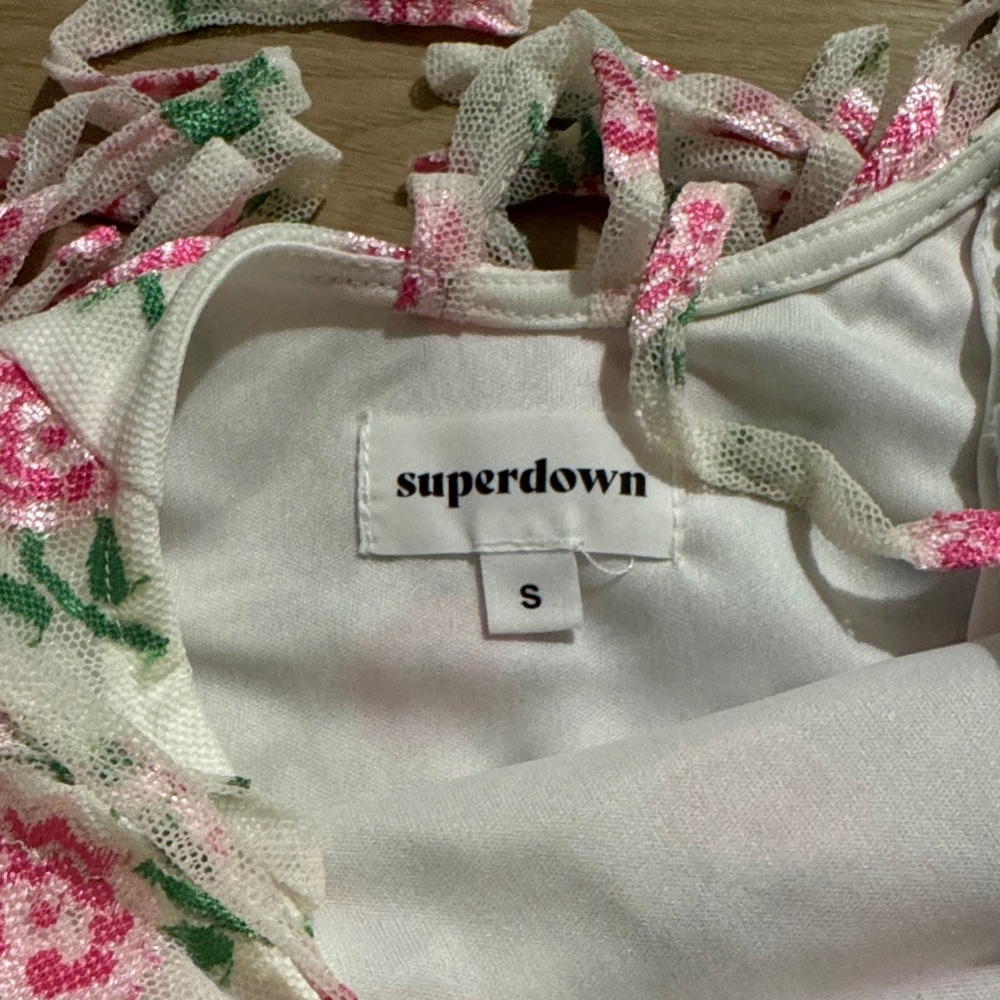 Superdown Floral Ruched Dress with Tie Straps - Picture 2 of 5